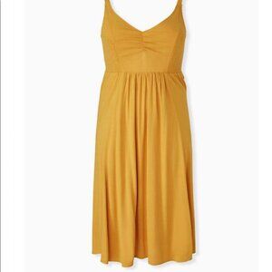 Torrid Mustard Yellow Smocked Side Midi Dress, Size 3